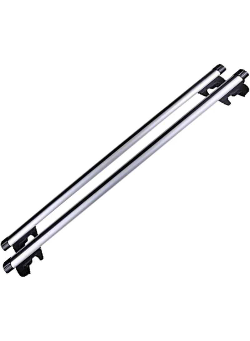 Dunekart Universal Roof Cross Bars | Adjustable 51'' (129.5 cm) Length Lockable Aluminum Car Roof Rack with Mounting Clamps | Anti-Theft Design for SUVs & Vehicles (Silver-Black) - 2pcs - Image 1
